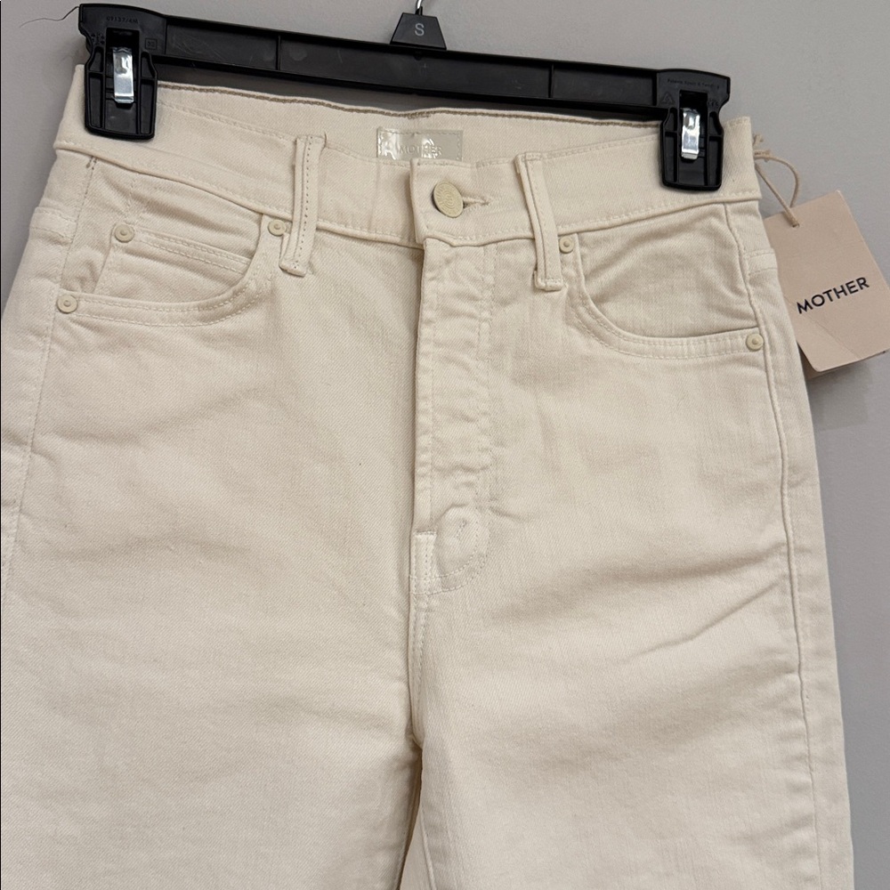 NWT MOTHER The Rascal Sliced Up Heel Play Date Aqwantique White 25 Jeans - Picture 7 of 16